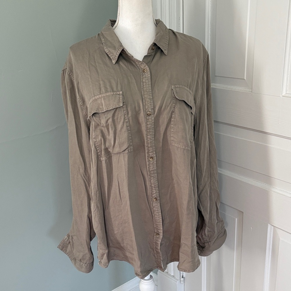 NWT Stitch Fix Market & Spruce Caitlyn Utility Button Down Shirt Olive XXL